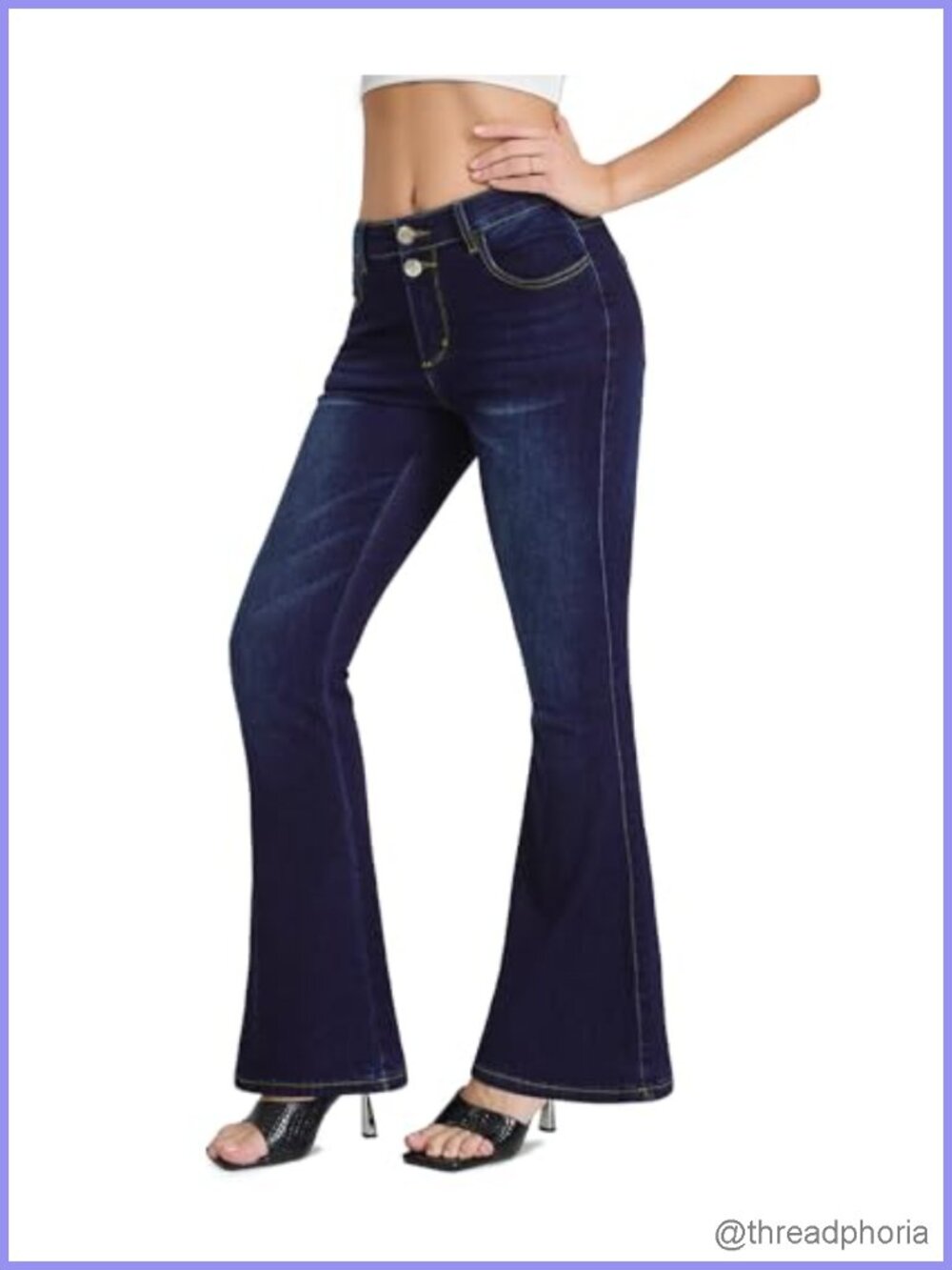 High Rise Flare Bell Bottom Jeans Wide Leg Bootcut Stretchy Denim Pants